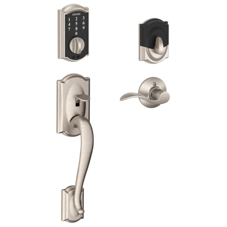 A large image of the Schlage FE375-CAM-ACC-LH Satin Nickel