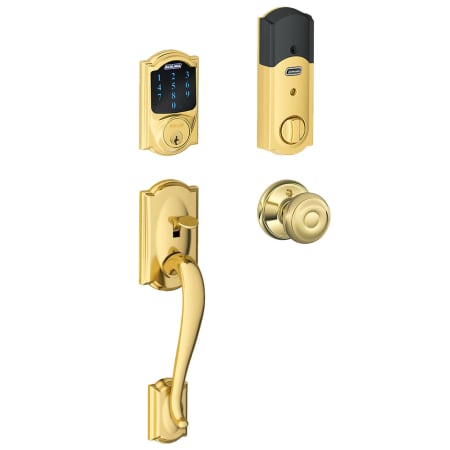 A large image of the Schlage FE469NX-CAM-GEO Polished Brass