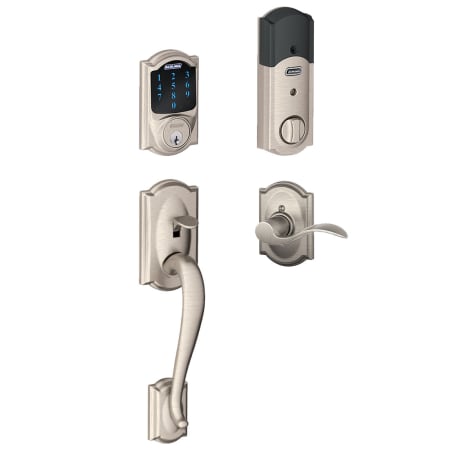 A large image of the Schlage FE469NX-CAM-ACC-CAM-LH Satin Nickel