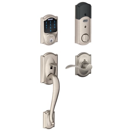 A large image of the Schlage FE469NX-CAM-ACC-CAM-RH Satin Nickel