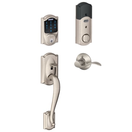 A large image of the Schlage FE469NX-CAM-ACC-LH Satin Nickel