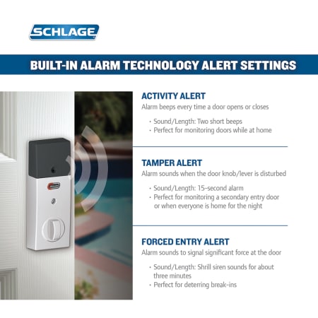 A large image of the Schlage FE469NX-CEN-LAT Schlage FE469NX-CEN-LAT Alarm Features