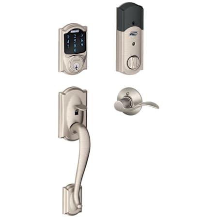 A large image of the Schlage FE469NX-CAM-ACC-LH Satin Nickel