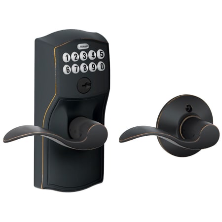 A large image of the Schlage FE575-CAM-ACC Aged Bronze