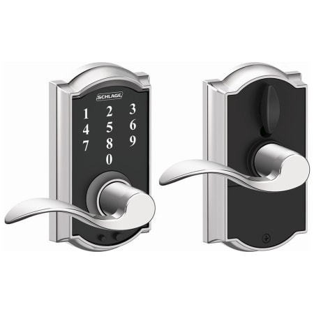 A large image of the Schlage FE695-CAM-ACC Bright Chrome