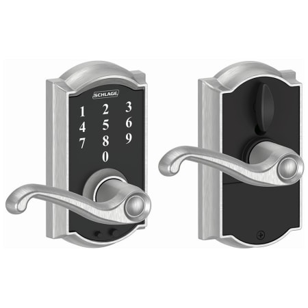 A large image of the Schlage FE695-CAM-FLA Satin Chrome
