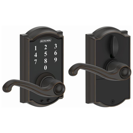 A large image of the Schlage FE695-CAM-FLA Aged Bronze