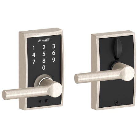 A large image of the Schlage FE695-CEN-BRW Satin Nickel
