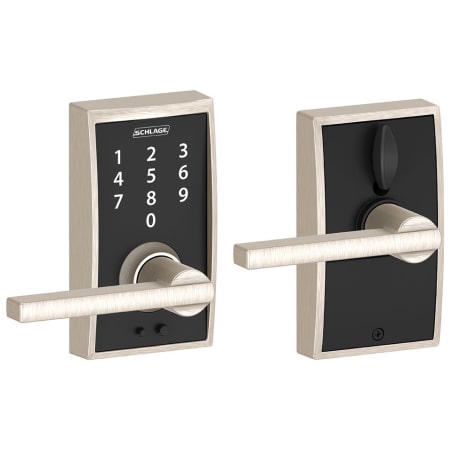 A large image of the Schlage FE695-CEN-LAT Satin Nickel