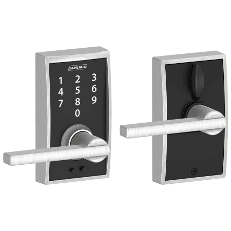A large image of the Schlage FE695-CEN-LAT Satin Chrome