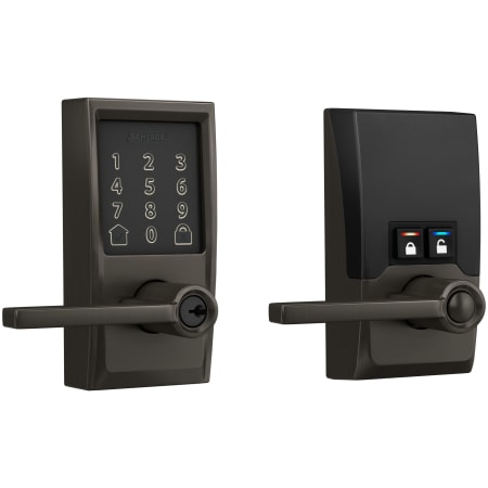 A large image of the Schlage FE789WB-CEN-LAT Black Stainless