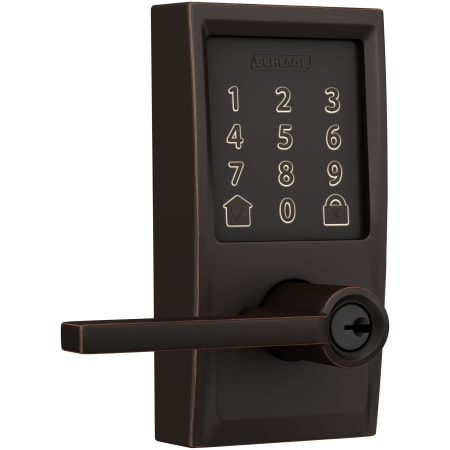 A large image of the Schlage FE789WB-CEN-LAT Aged Bronze