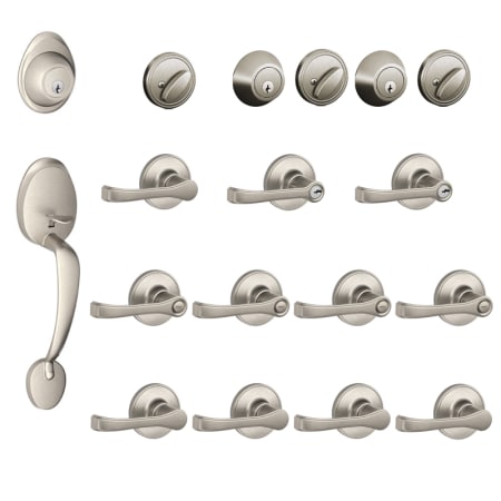 A large image of the Schlage J400-BAR-TOR Satin Nickel