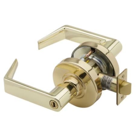 A large image of the Schlage ND40S-RHO Polished Brass