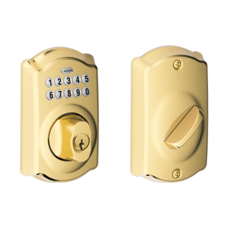 A large image of the Schlage BE365-CAM Lifetime Polished Brass