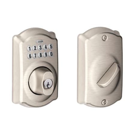 A large image of the Schlage BE365-CAM Satin Nickel