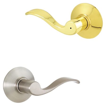 A large image of the Schlage F40-ACC-LH Polished Brass x Satin Nickel