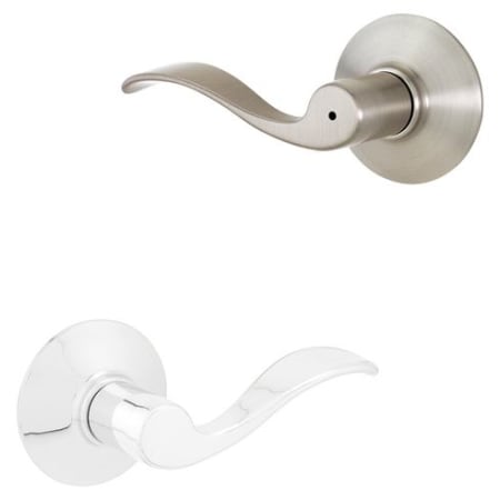 A large image of the Schlage F40-ACC-LH Satin Nickel x Polished Chrome