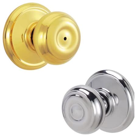 A large image of the Schlage F40-GEO Polished Brass x Polished Chrome