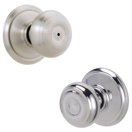 A large image of the Schlage F40-GEO Satin Nickel x Polished Chrome