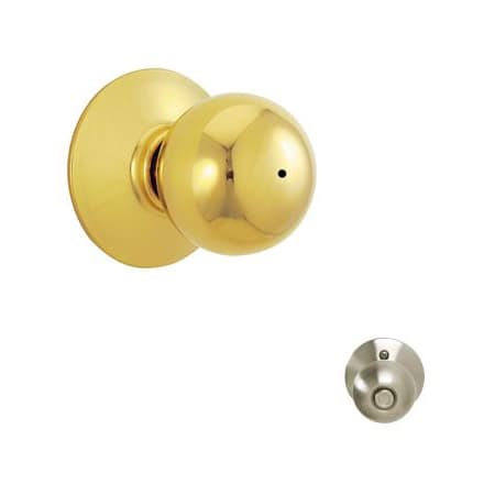 A large image of the Schlage F40-ORB Polished Brass x Satin Nickel