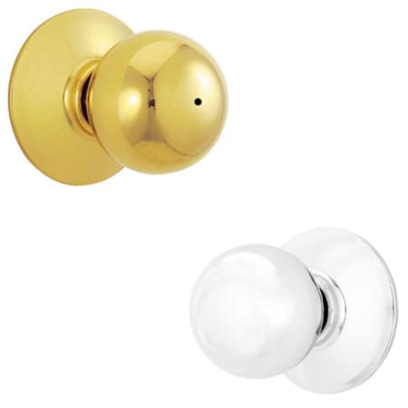 A large image of the Schlage F40-ORB Polished Brass x Polished Chrome