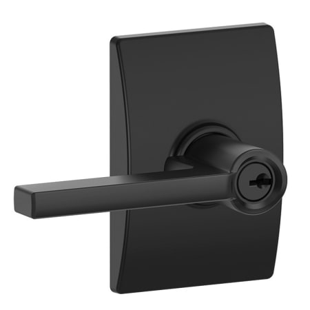 A large image of the Schlage F51-LAT-CEN Matte Black