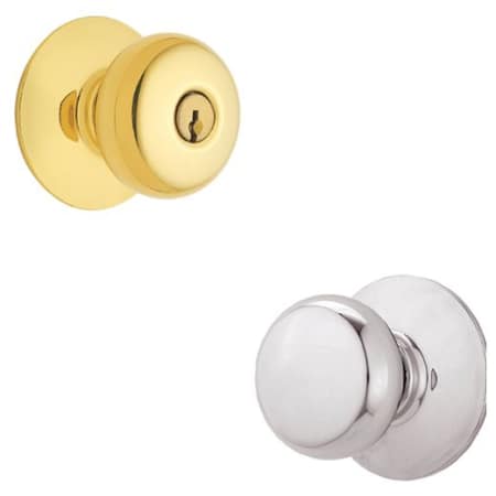 A large image of the Schlage F51-PLY Polished Brass x Polished Chrome