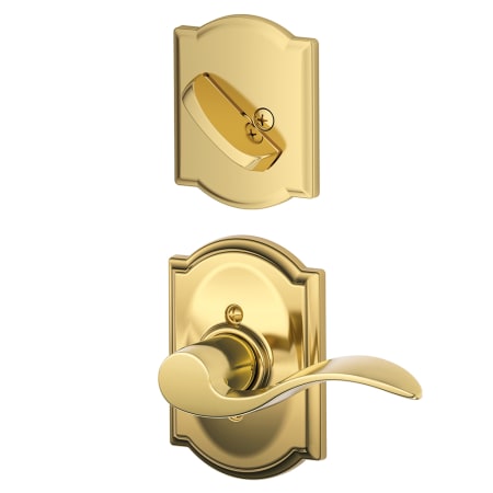 A large image of the Schlage F94-ACC-CAM-LH Polished Brass