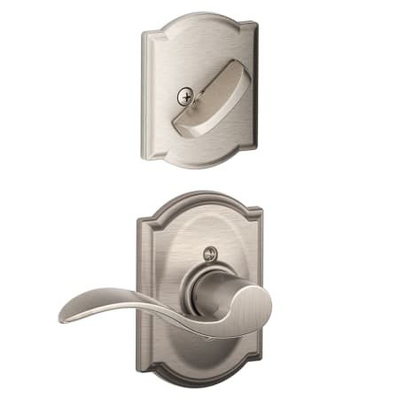 A large image of the Schlage F94-ACC-CAM-RH Satin Nickel