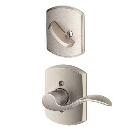 A large image of the Schlage F94-ACC-GRW-LH Satin Nickel