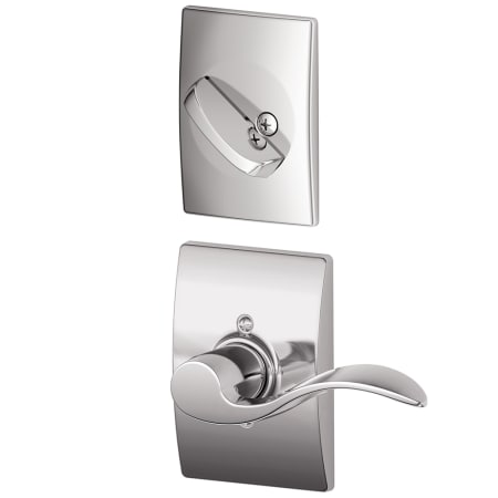 A large image of the Schlage F59-ACC-CEN-LH Bright Chrome