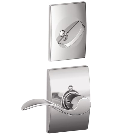 A large image of the Schlage F94-ACC-CEN-RH Bright Chrome