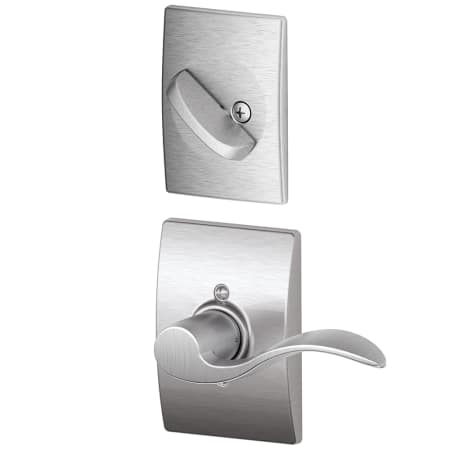 A large image of the Schlage F59-ACC-CEN-LH Satin Chrome