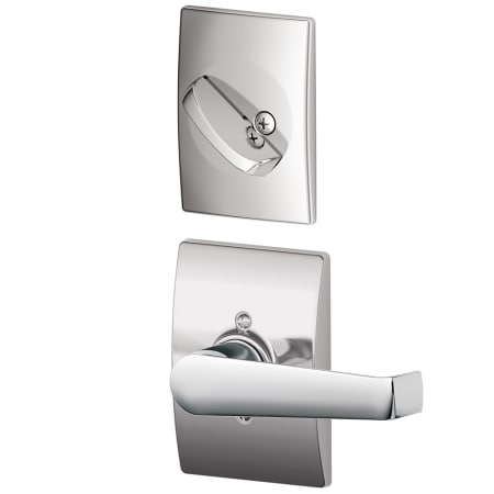 A large image of the Schlage F94-ELA-CEN Bright Chrome