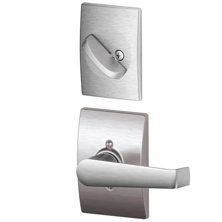 A large image of the Schlage F94-ELA-CEN Satin Chrome