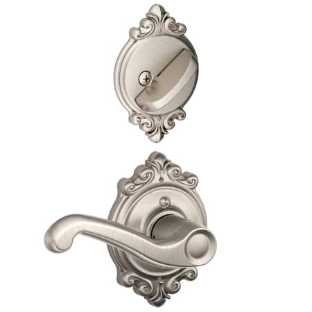 A large image of the Schlage F59-FLA-BRK-RH Satin Nickel