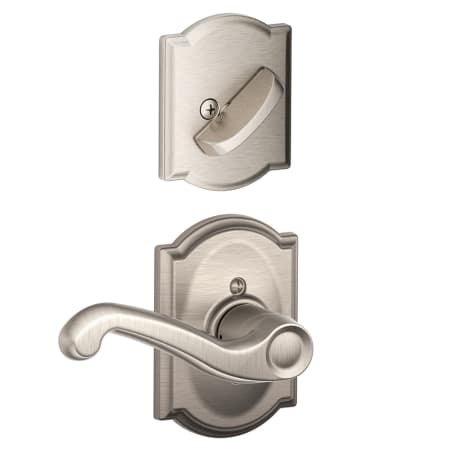 A large image of the Schlage F59-FLA-CAM-RH Satin Nickel