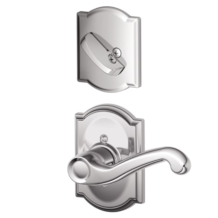 A large image of the Schlage F94-FLA-CAM-LH Bright Chrome