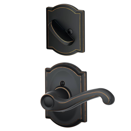 A large image of the Schlage F94-FLA-CAM-LH Aged Bronze