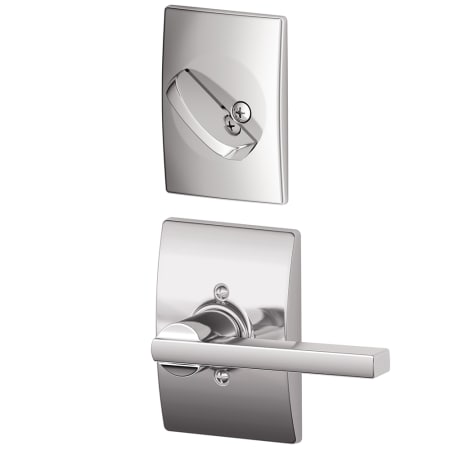 A large image of the Schlage F94-LAT-CEN Bright Chrome