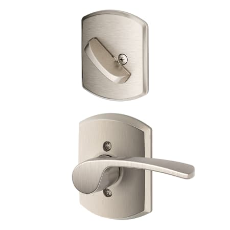 A large image of the Schlage F59-MER-GRW-LH Satin Nickel
