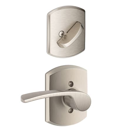 A large image of the Schlage F59-MER-GRW-RH Satin Nickel