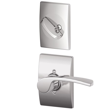 A large image of the Schlage F59-MER-CEN-LH Bright Chrome