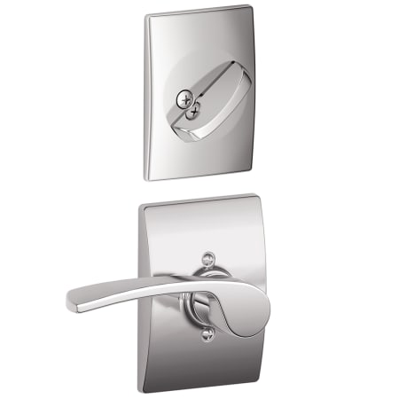 A large image of the Schlage F59-MER-CEN-RH Bright Chrome