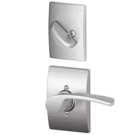 A large image of the Schlage F94-MER-CEN-LH Satin Chrome