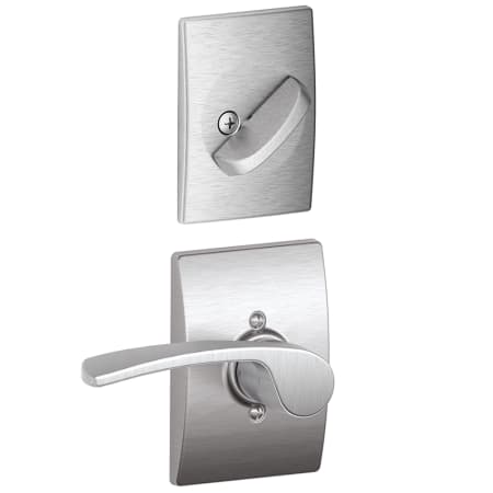 A large image of the Schlage F94-MER-CEN-RH Satin Chrome