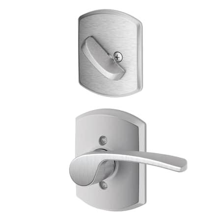 A large image of the Schlage F59-MER-GRW-LH Satin Chrome