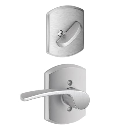 A large image of the Schlage F59-MER-GRW-RH Satin Chrome