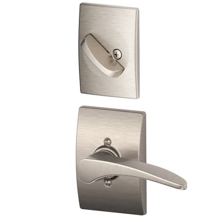 A large image of the Schlage F94-MNH-CEN-LH Satin Nickel